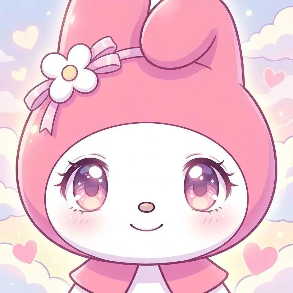 Aesthetic my melody pfp with soft dreamy pastel background in gentle pink and cream tones perfect for Instagram profiles