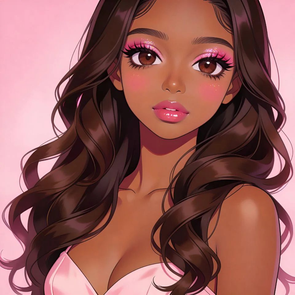 coquette-pfp-black-girl-dollette-pink-inclusive Black girl dollette coquette pfp with pink aesthetic and inclusive feminine beauty for Instagram profile picture avatar