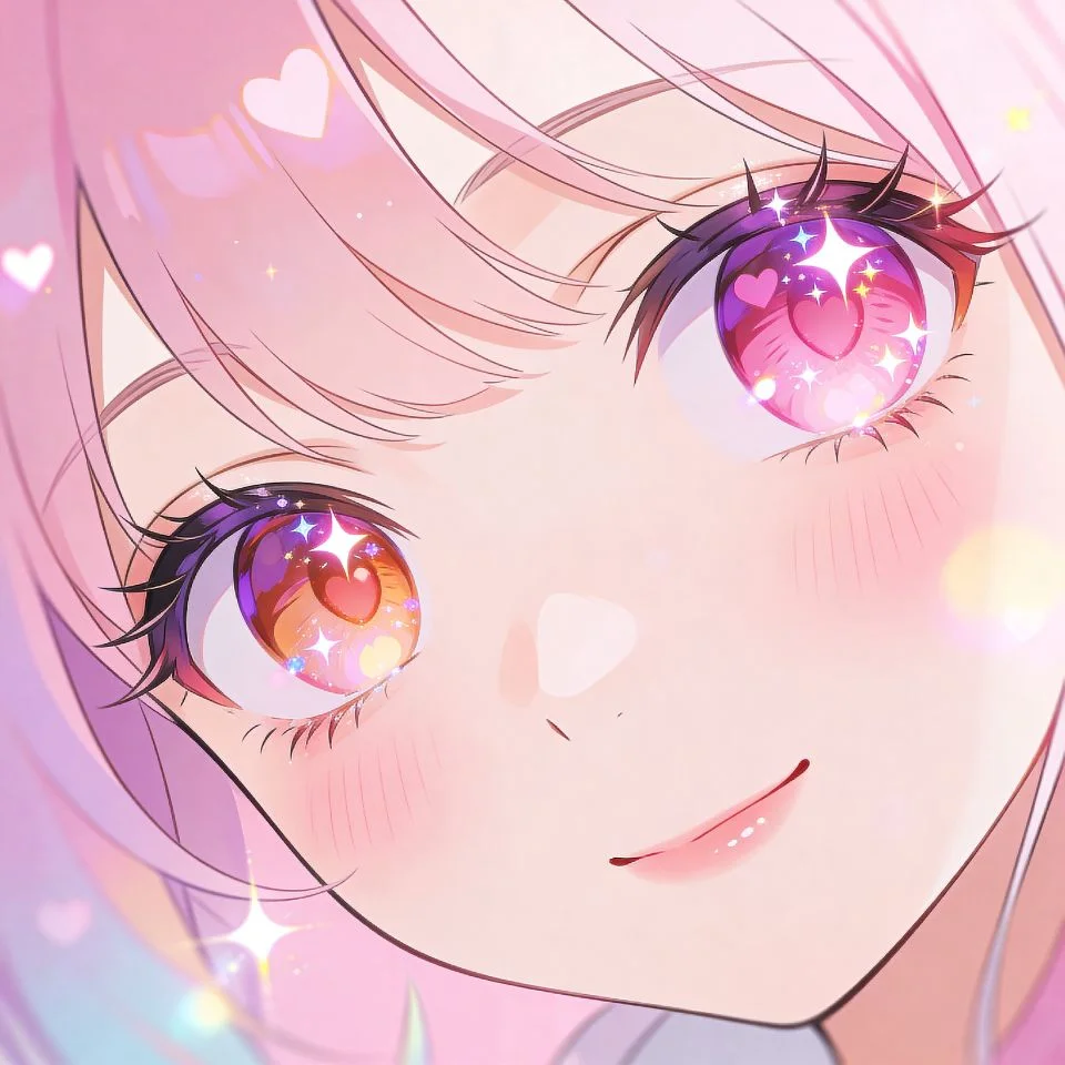 coquette-pfp-cute-anime-girl-sparkly-eyes-blush Kawaii anime coquette pfp with sparkling eyes and rosy blush creating adorable aesthetic for Discord and Instagram avatar