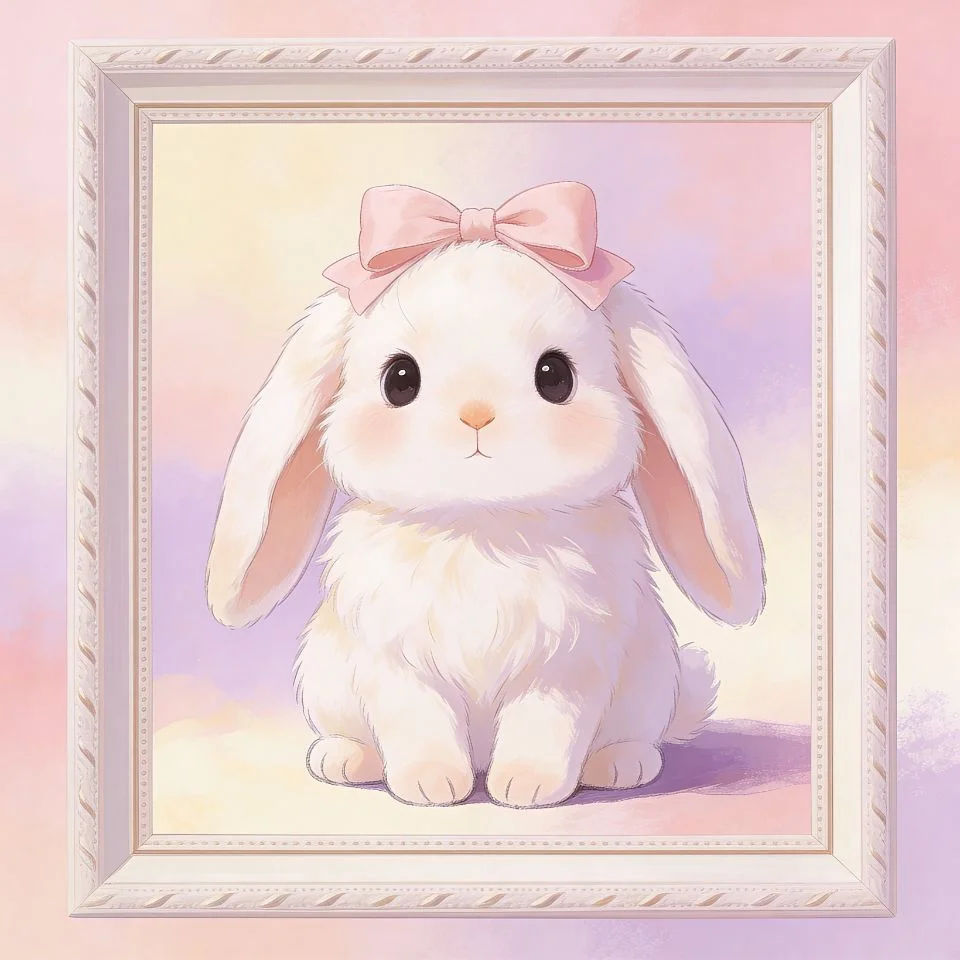 coquette-pfp-cute-bunny-pink-bow-fluffy-soft Adorable fluffy bunny coquette pfp with pink bow and soft aesthetic perfect for cute Discord profile picture