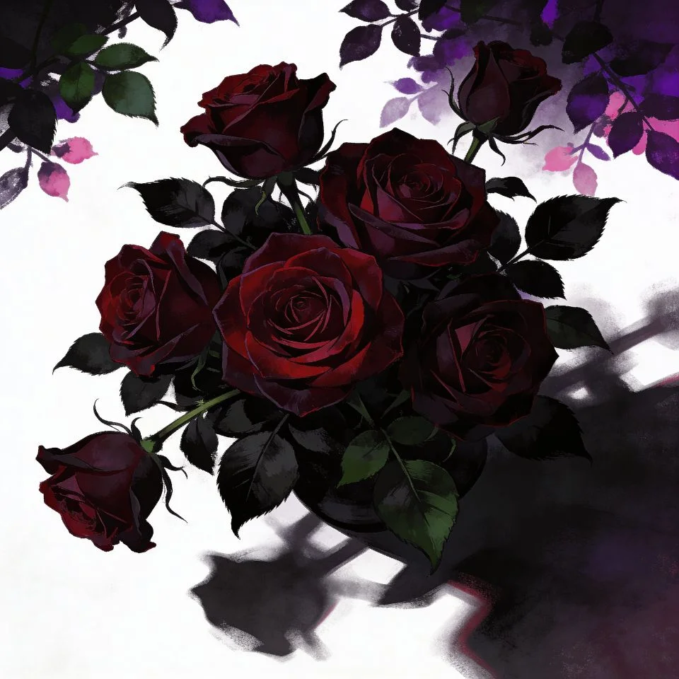 coquette-pfp-dark-aesthetic-burgundy-roses-mysterious Moody dark coquette pfp featuring burgundy roses and mysterious lighting for romantic gothic TikTok profile picture aesthetic
