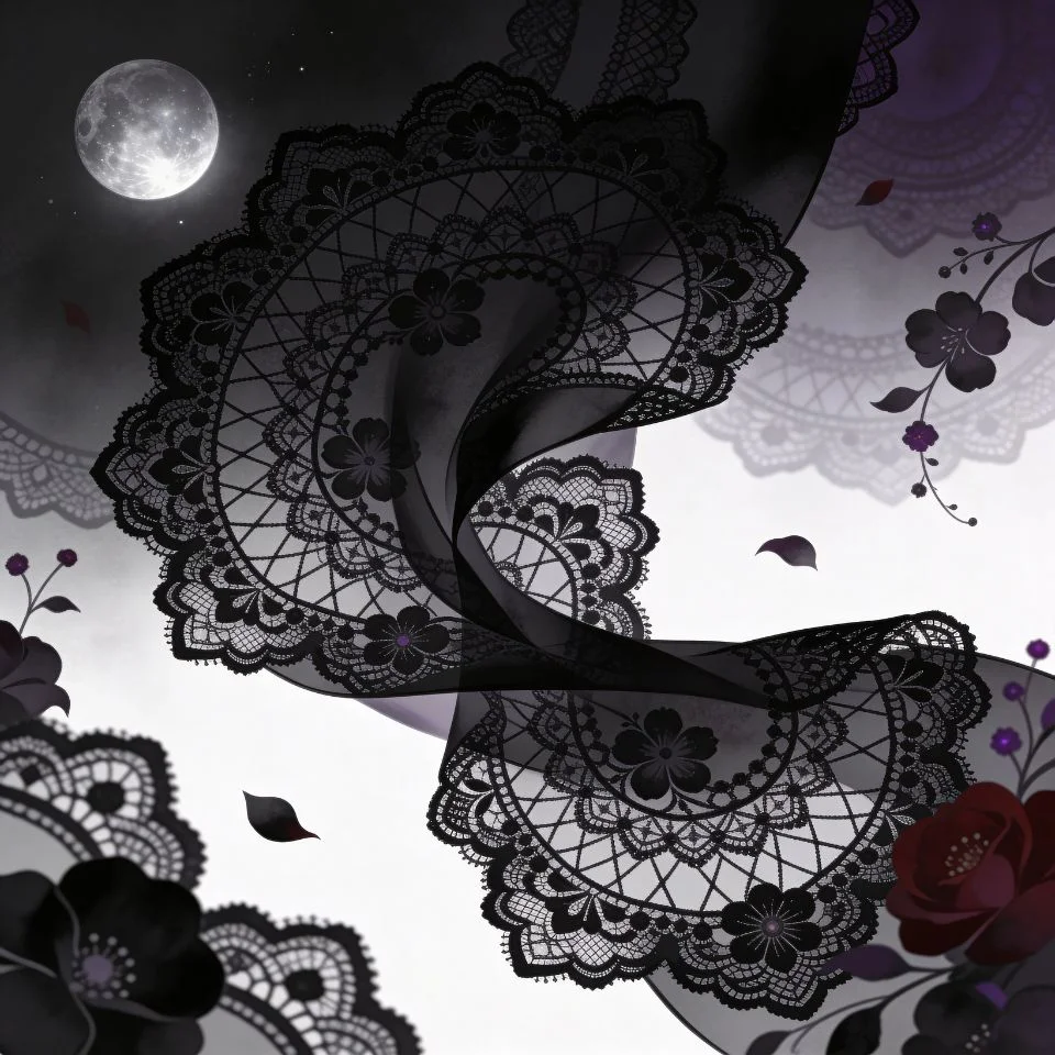 coquette-pfp-dark-romantic-black-lace-gothic-feminine Dark coquette pfp with black lace details and romantic gothic aesthetic perfect for moody Discord profile pictures