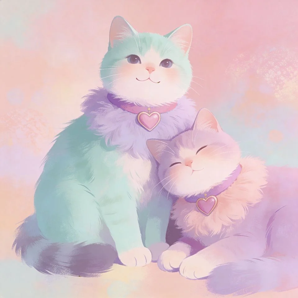 coquette-pfp-matching-cat-couple-coordinated-aesthetic Matching cat coquette pfp couple set with coordinated aesthetic and adorable design for Instagram relationship avatar pair