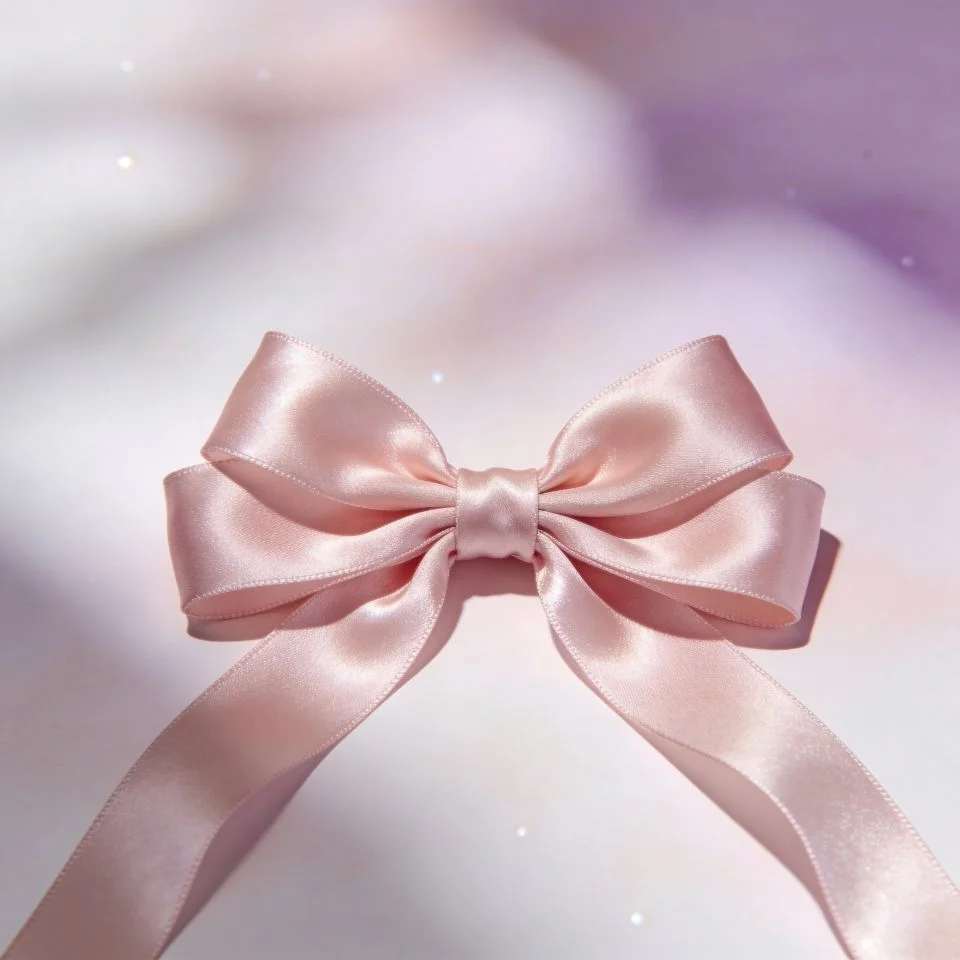 coquette-pfp-soft-pink-satin-bow-pastel-ribbon Soft pink satin bow coquette pfp with delicate ribbon folds and pastel blush tones for feminine Discord profile picture