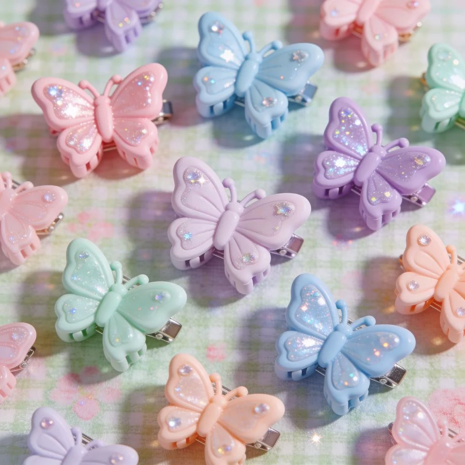 coquette-pfp-y2k-pastel-butterfly-hair-clips-retro Pastel Y2K butterfly hair clip coquette pfp with soft retro aesthetic creating nostalgic Instagram profile picture avatar