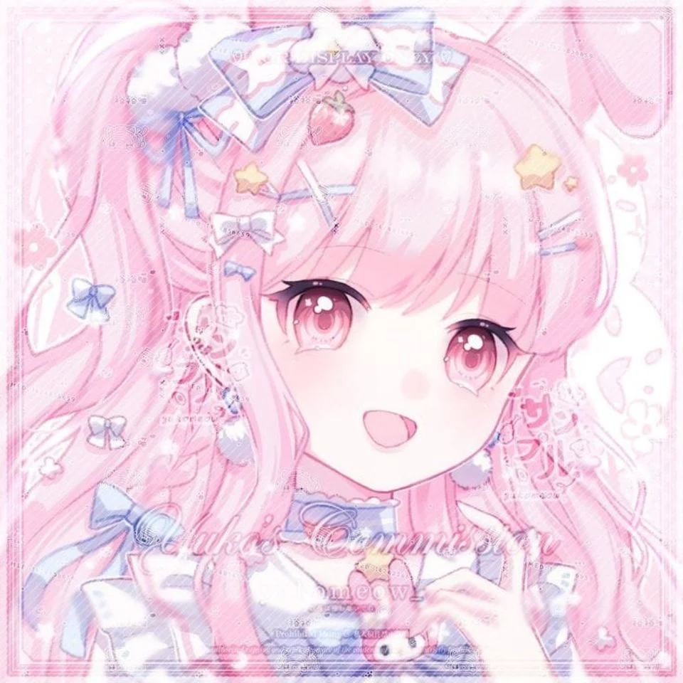 My melody anime girl pfp with feminine artistic Sanrio portrait design featuring expressive eyes and soft pink tones for aesthetic profiles