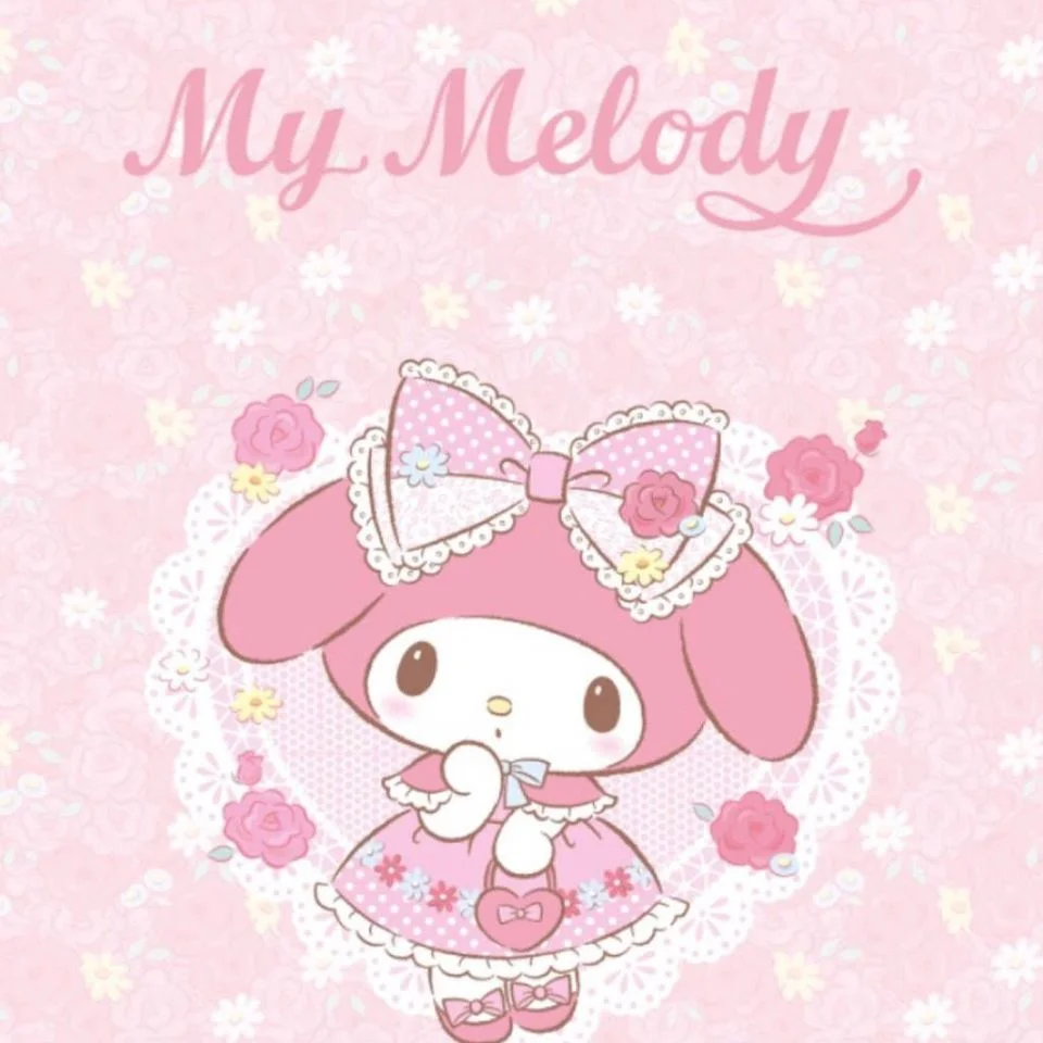 My melody anime girl pfp in pink dress with soft feminine Sanrio design and gentle warm tones perfect for aesthetic TikTok and Instagram profiles