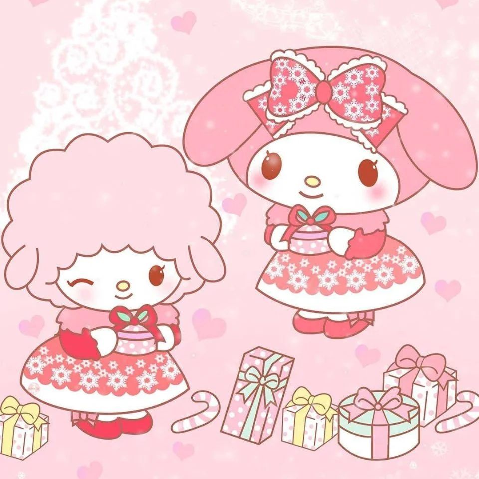 My melody christmas pfp with pink holiday gifts and kawaii Sanrio festive design in warm winter tones perfect for TikTok seasonal profiles