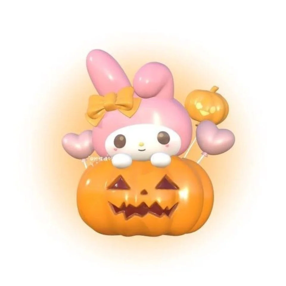 Orange spooky my melody halloween pfp with kawaii Sanrio seasonal design featuring Halloween tones perfect for TikTok October profiles