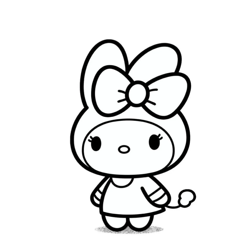 My melody minimalist pfp with clean black and white Sanrio line art design perfect for sleek Discord and Instagram profile icons