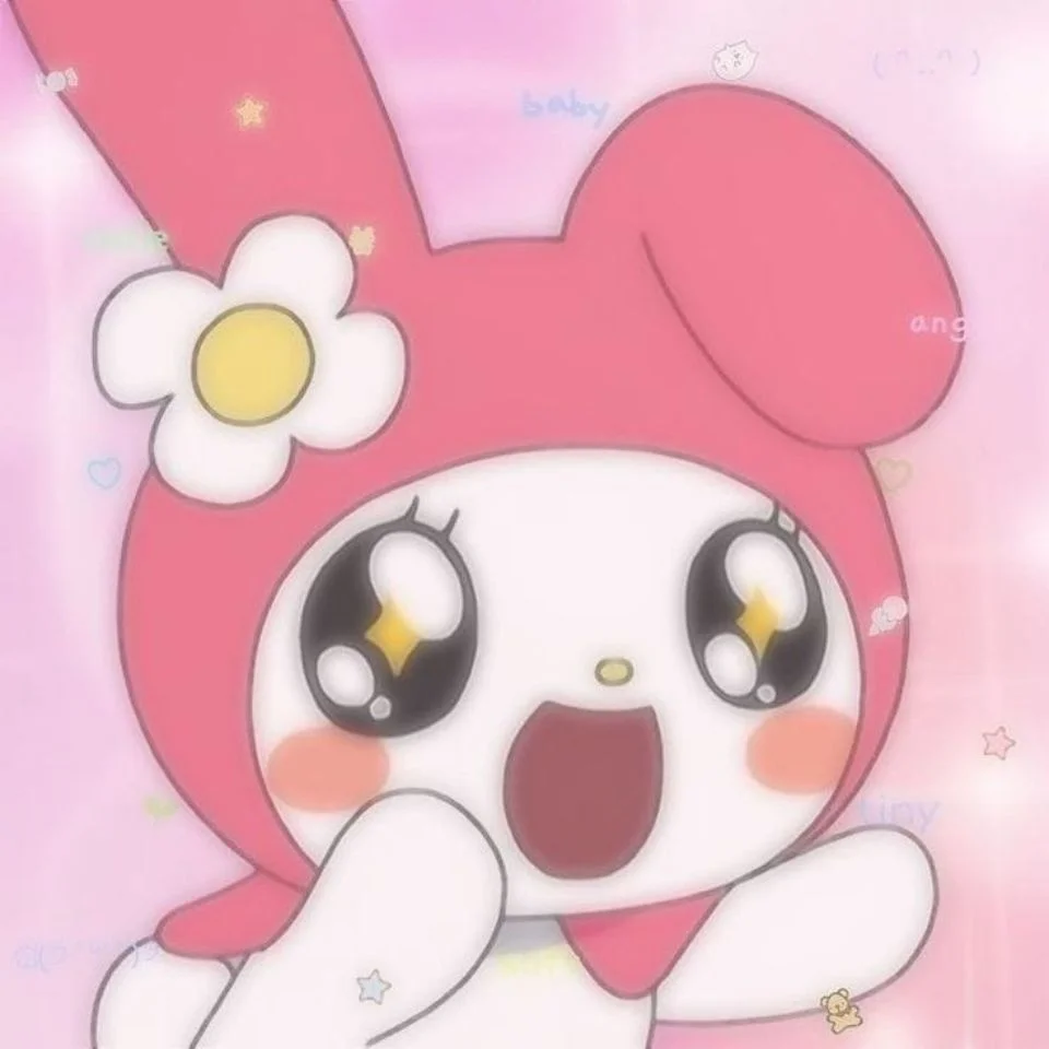 Kawaii my melody pfp showing cheerful smile and rosy pink tones ideal for TikTok bios and Instagram aesthetic profiles
