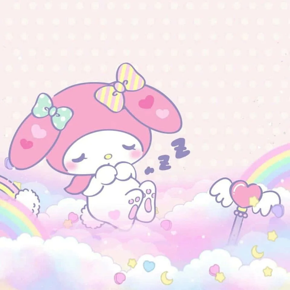My melody rainbow pfp with colorful vibrant kawaii Sanrio design featuring multicolored background perfect for joyful TikTok profiles