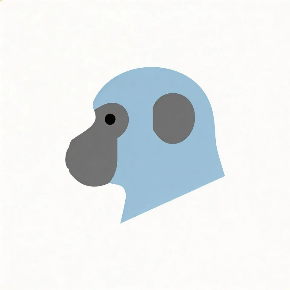 cartoon-monkey-pfp-flat-design-minimalist-blue-tones-modern-illustration Cartoon monkey pfp in flat design minimalist style with cool blue tones and modern clean illustration perfect for sleek Discord profile avatars