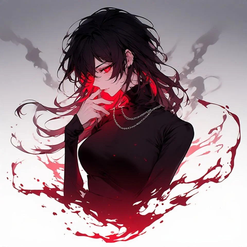 Dark red pfp aesthetic with burgundy shadow tones and moody portrait lighting for mysterious profiles