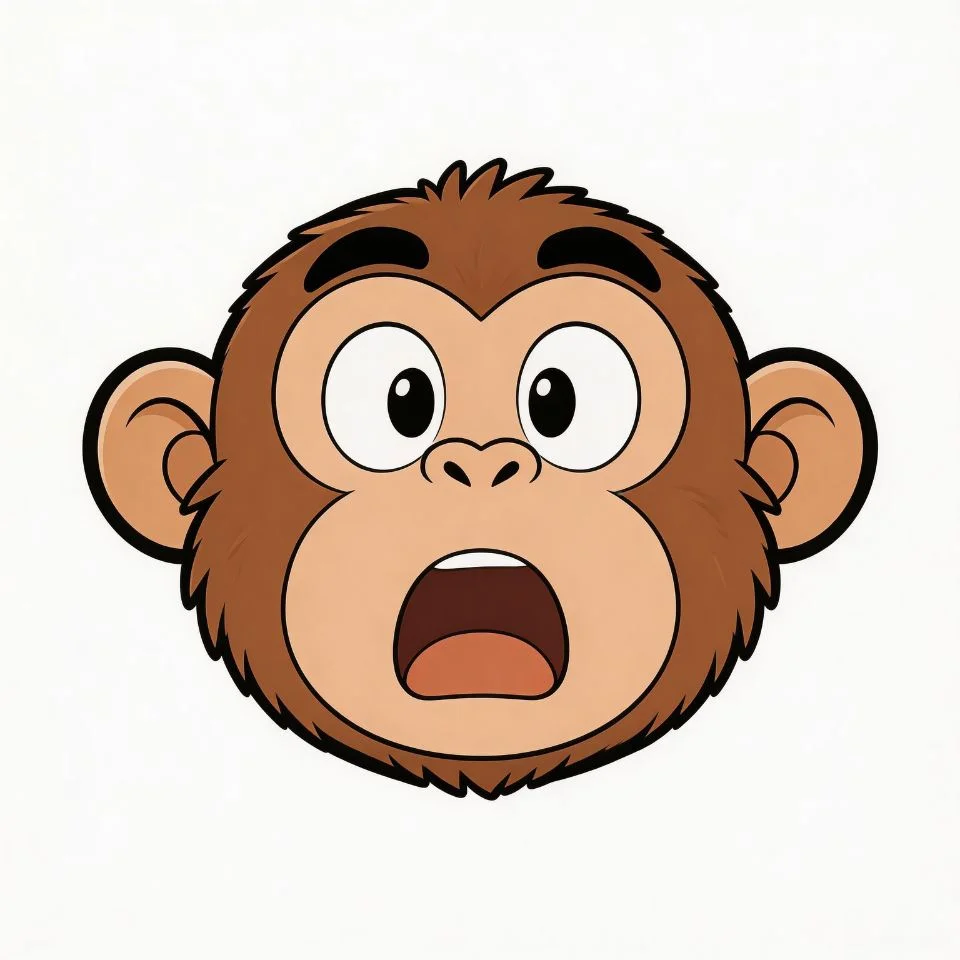funny-monkey-pfp-shocked-wide-eyes-open-mouth-meme-expression Funny monkey pfp with shocked wide eyes and open mouth meme-style expression on white background perfect for comedic Discord avatars