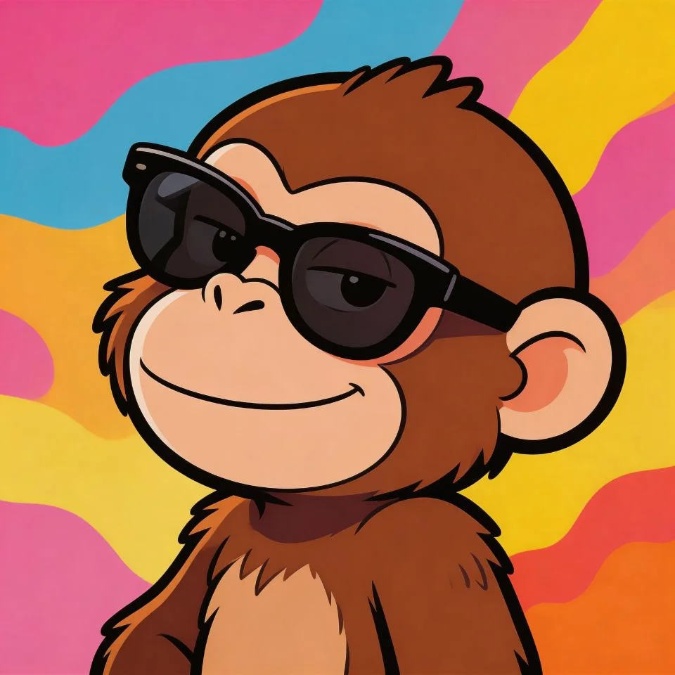 funny-monkey-profile-picture-sunglasses-smirk-cool-guy-attitude Funny monkey profile picture wearing oversized sunglasses with a smug smirk and cool attitude expression great for TikTok humor avatars