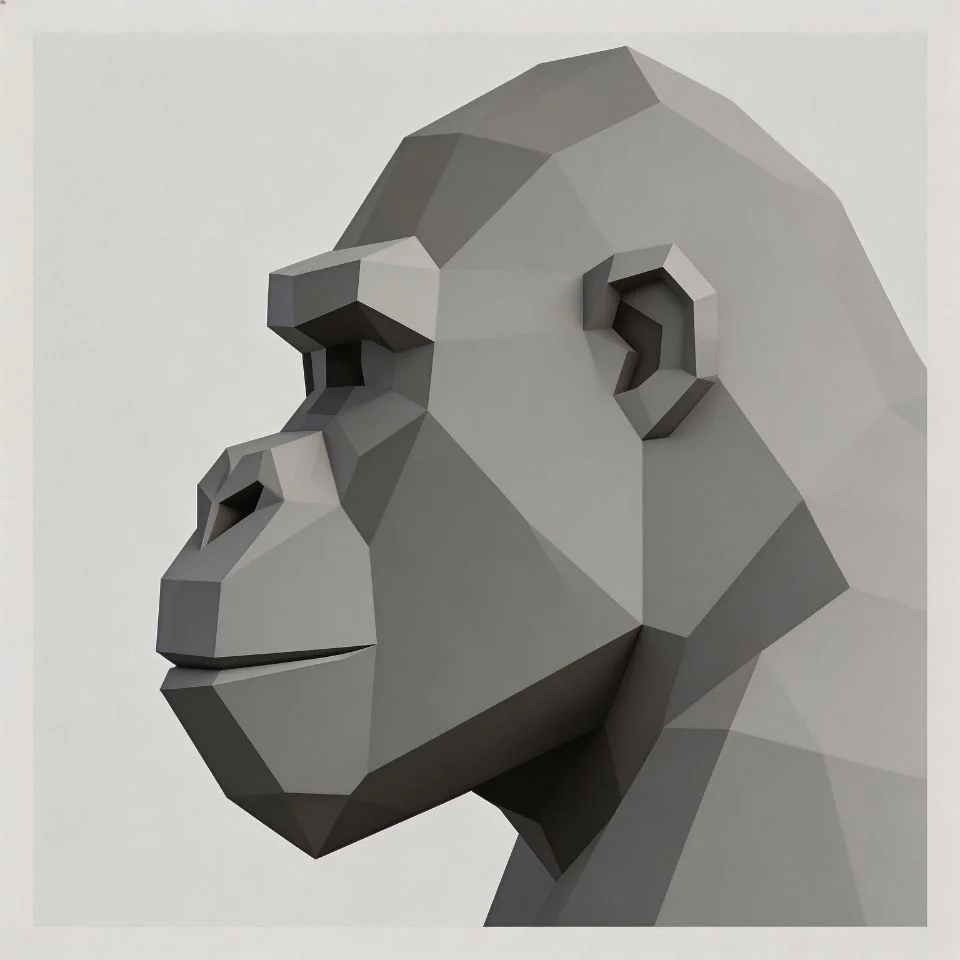 Gorilla Tag pfp featuring classic grey low poly gorilla model in VR gaming style perfect for Discord gaming servers and Gorilla Tag community avatars