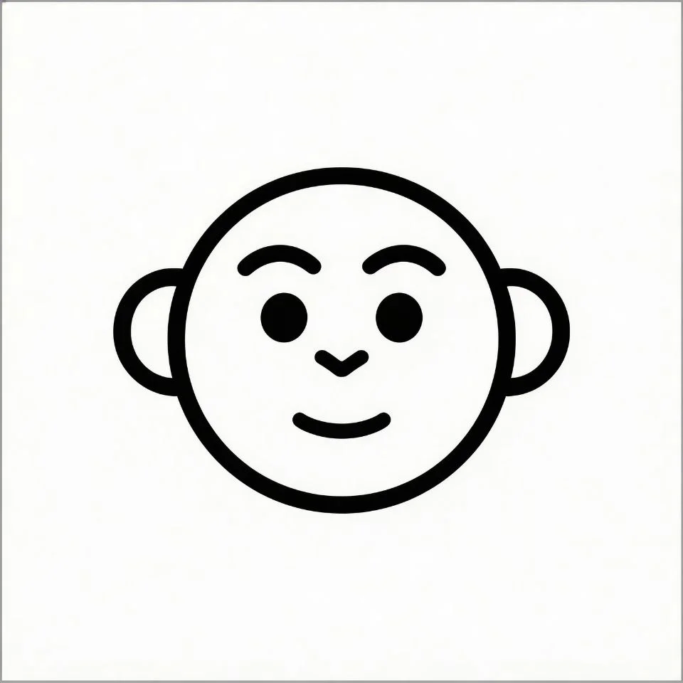 Minimalist monkey pfp in flat icon style with clean black and white linework on solid background perfect for sleek professional Discord and Instagram profile avatars