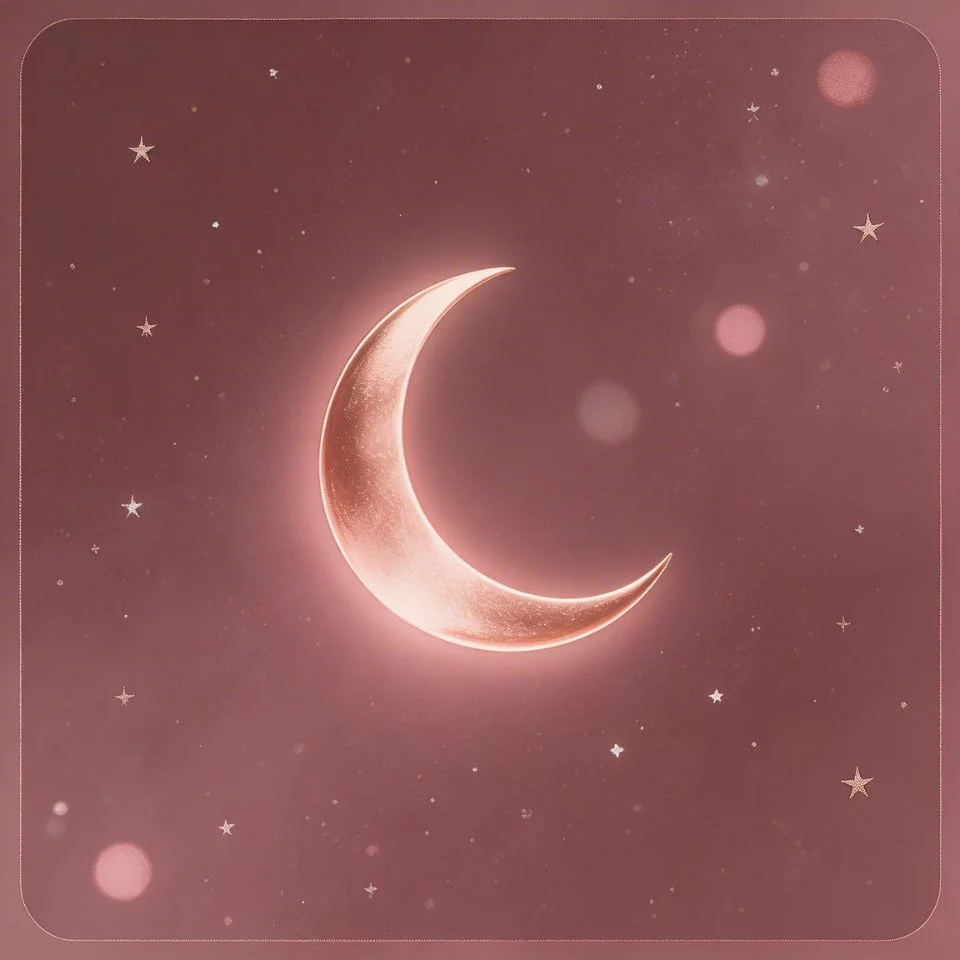 Dreamy aesthetic pink pfp with crescent moon and soft pink starry sky for TikTok and Discord profile picture