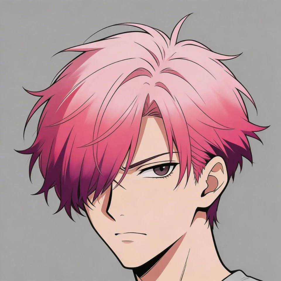 Cool pink hair anime pfp featuring manga style boy character with expressive pink tones for Discord profile picture