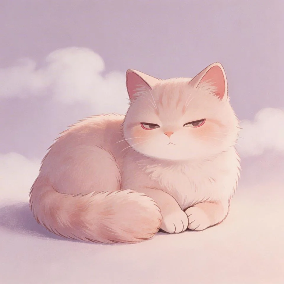 Cute pink cat pfp with soft aesthetic pink fur and sleepy expression for adorable Discord and Instagram profile picture