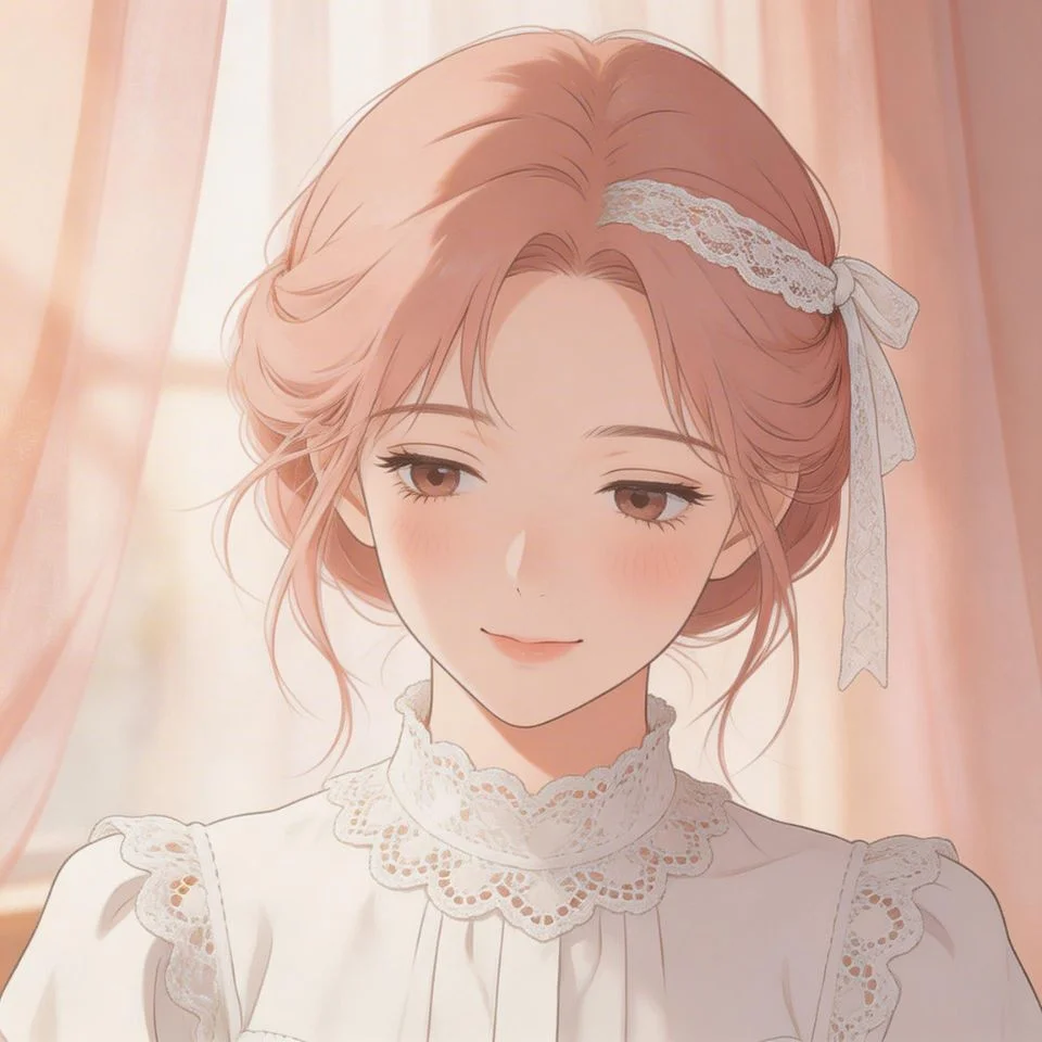 Coquette aesthetic pink pfp with lace portrait details and feminine blush tones for Instagram and TikTok profile picture
