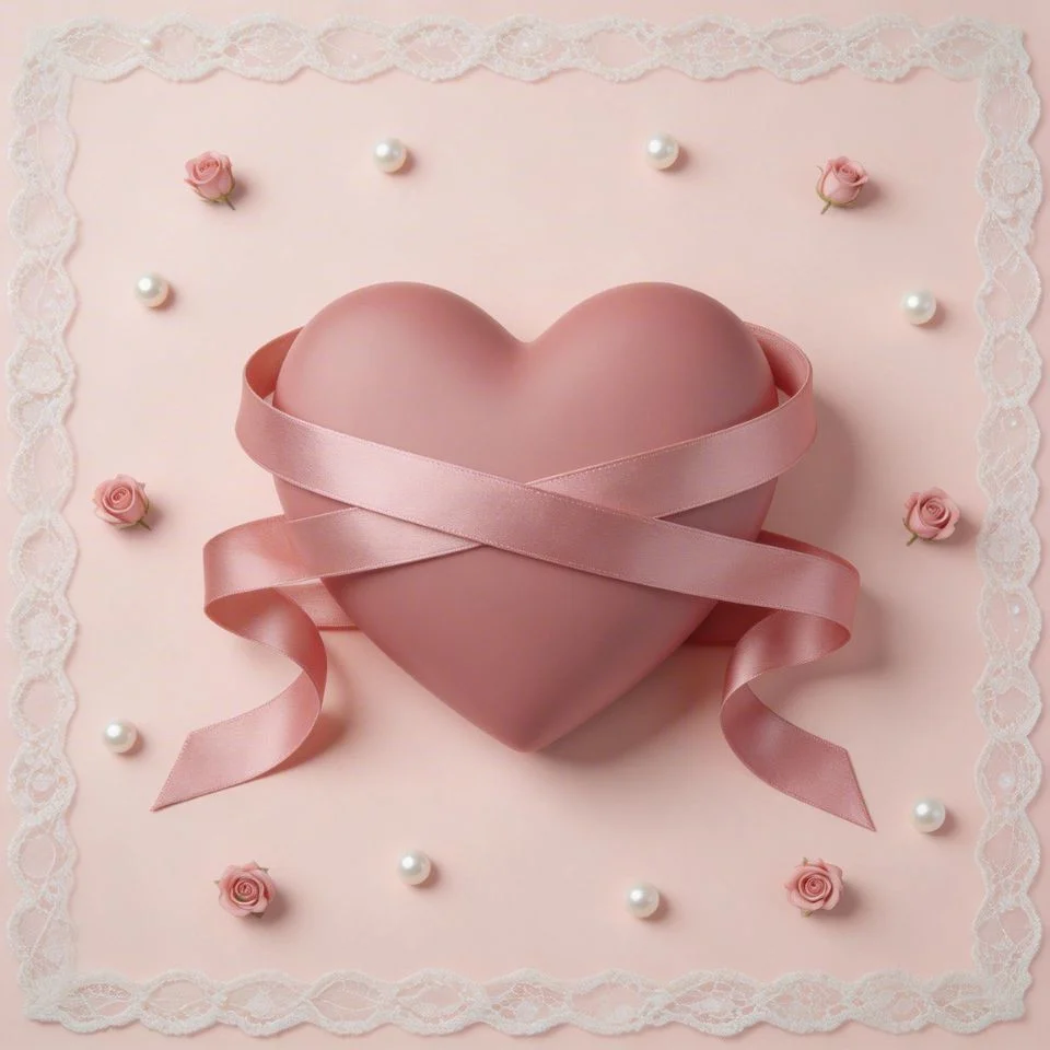 Delicate coquette pink pfp with heart and ribbon details and soft pink aesthetic for Discord and Instagram avatar
