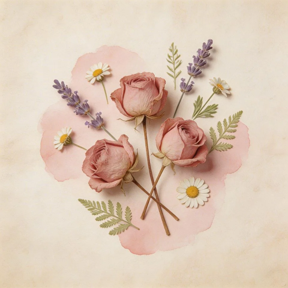 Vintage cottagecore pink pfp with pressed flower aesthetic and warm romantic tones for Instagram and Pinterest profile avatar