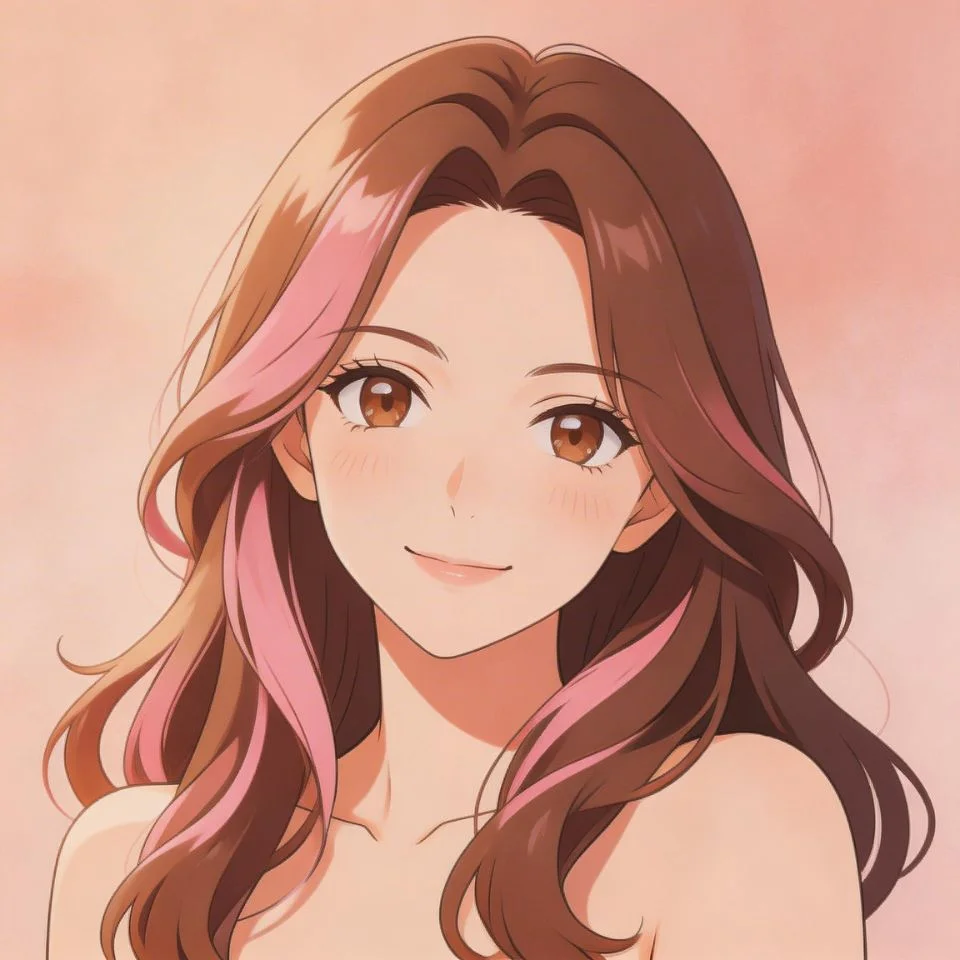 Pink pfp for girls with feminine stylish illustrated portrait and warm rose tones for Instagram and TikTok avatar