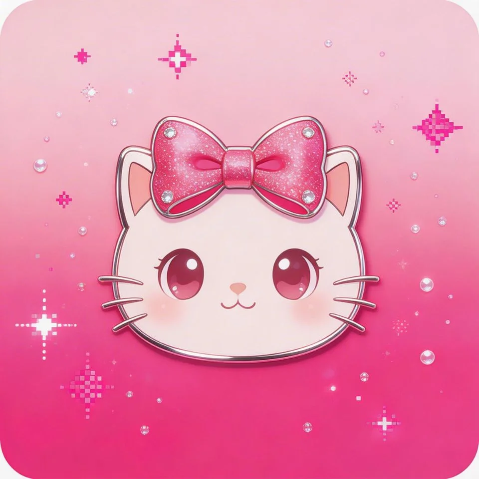 Y2K Hello Kitty pink pfp with retro glitter details and hot pink Sanrio aesthetic for TikTok profile picture