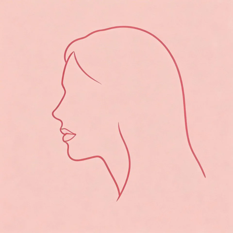 Light pink pfp with minimalist line art portrait and clean aesthetic for soft Instagram and Pinterest profile picture avatar