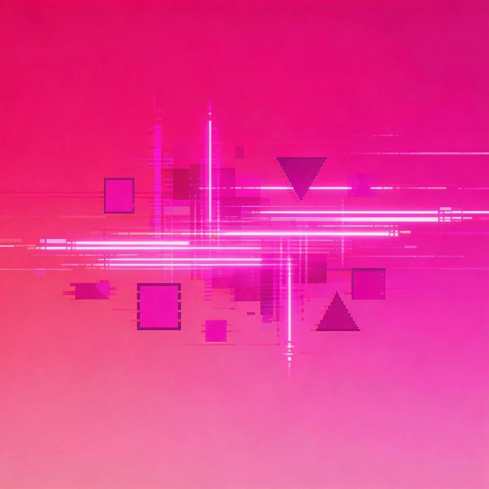 Neon hot pink pfp with abstract glitch art style and bold fuchsia tones for vibrant Discord profile avatar