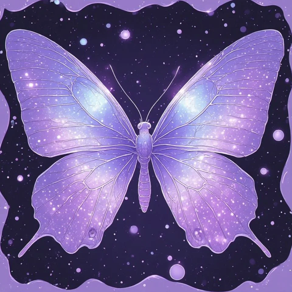 Purple butterfly pfp aesthetic with spread wings and soft bokeh for nature-inspired profile pictures