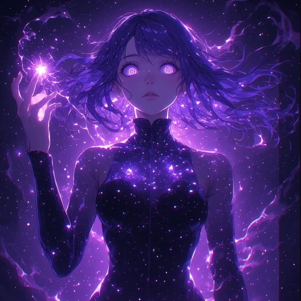 Purple galaxy pfp with swirling nebula and cosmic dust in deep violet tones for space-themed avatars