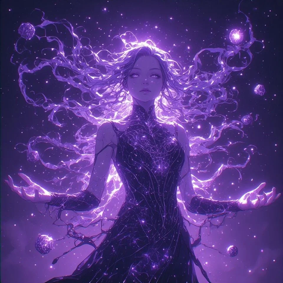 Cosmic purple pfp featuring ringed planet with aurora glow for stunning space-themed profile icons