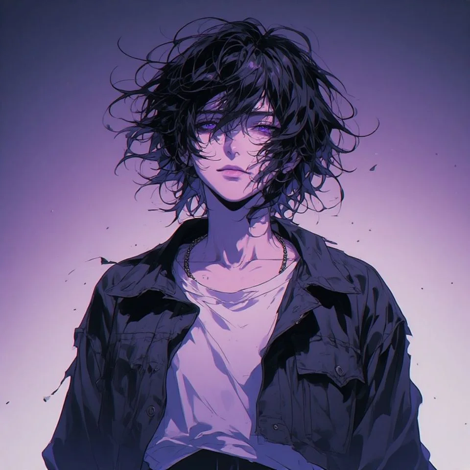 Dark purple grunge aesthetic pfp with smudged eyeliner look and violet wash for bold avatars