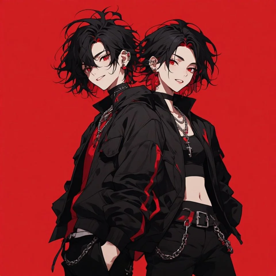Red matching pfp for best friends with aesthetic crimson duo design perfect for Discord and TikTok pairs