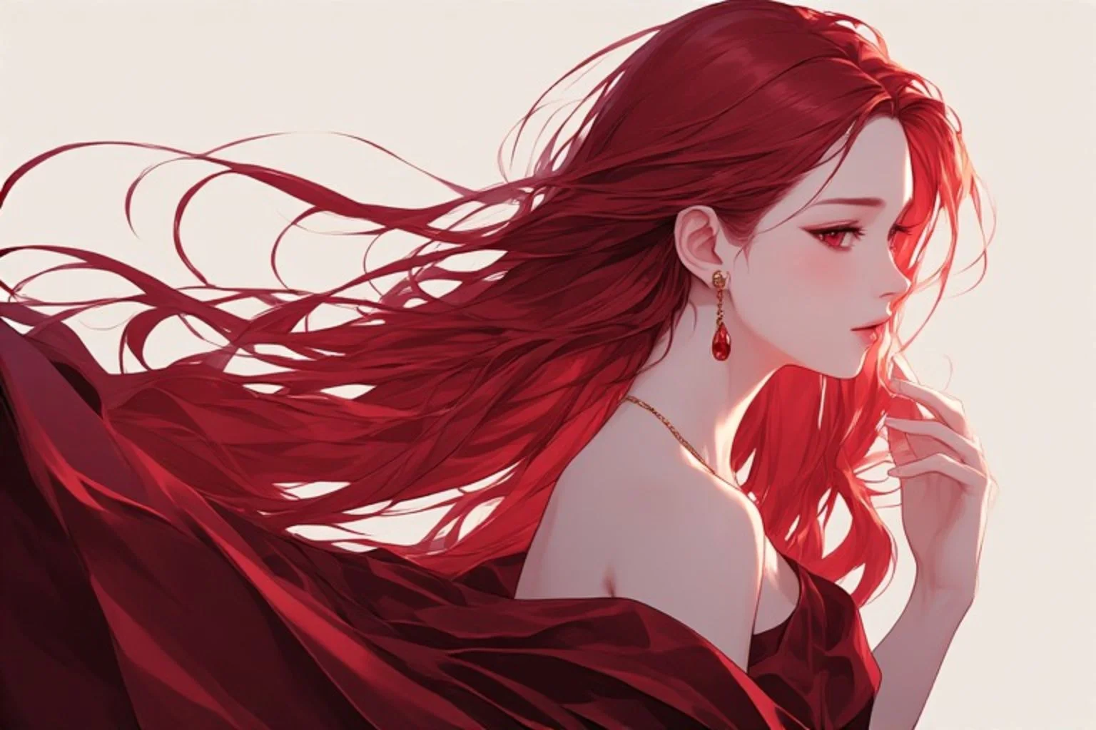 Red pfp wallpaper with flowing silk fabric texture and rich scarlet tones for aesthetic Instagram profiles