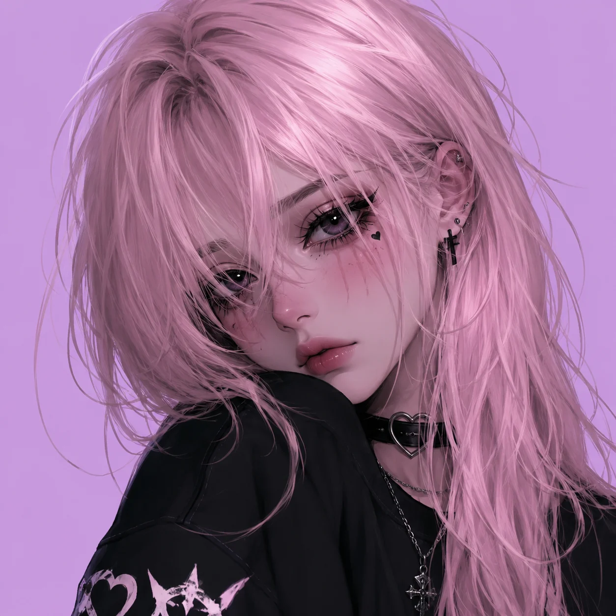 cute-emo-girl-pfp-soft-pink-hair-sad-eyes-aesthetic Cute emo girl pfp with soft pink hair, sad doe eyes, and pastel aesthetic background perfect for Discord profiles