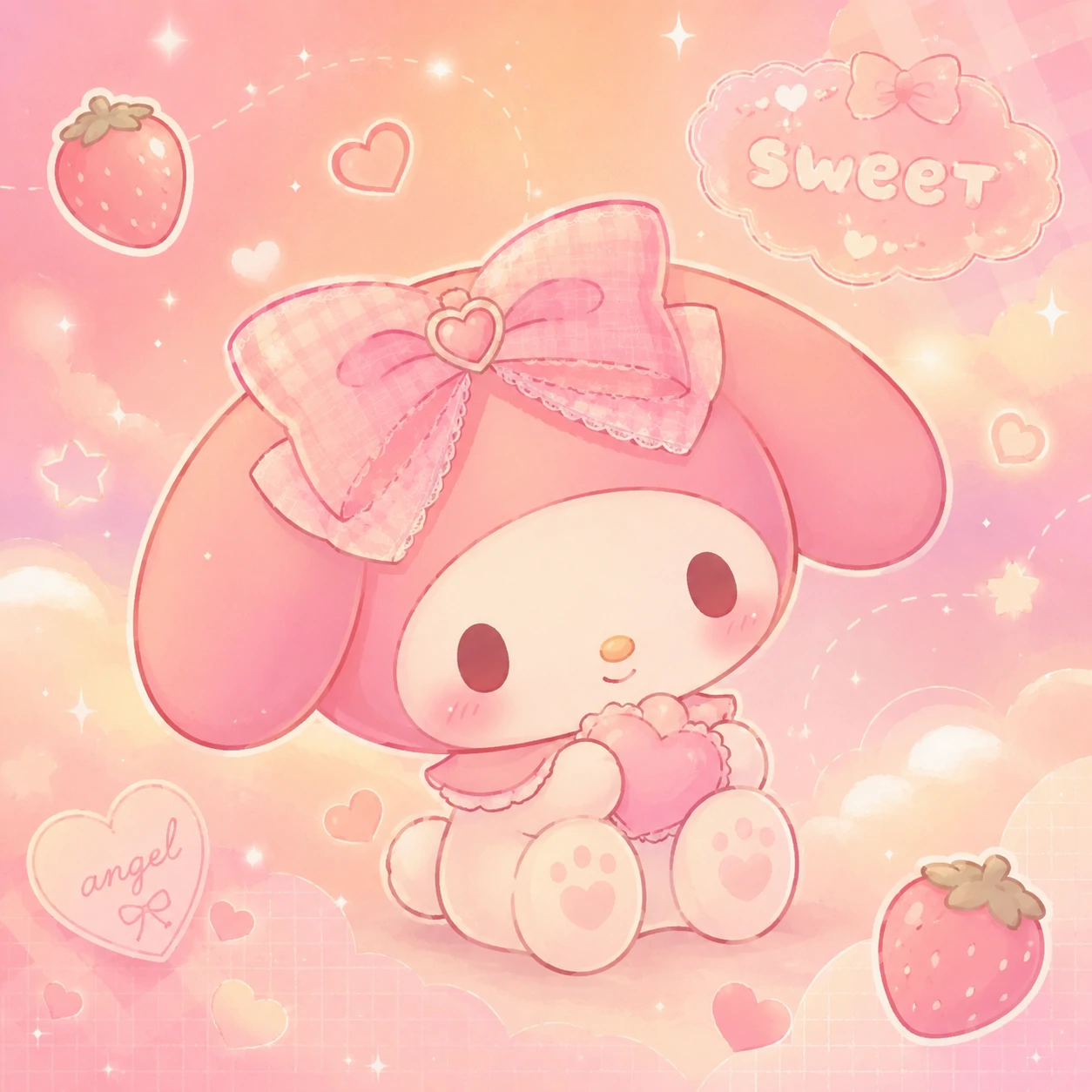 aesthetic kawaii profile picture with blush gradient, warm tones and cute character icon