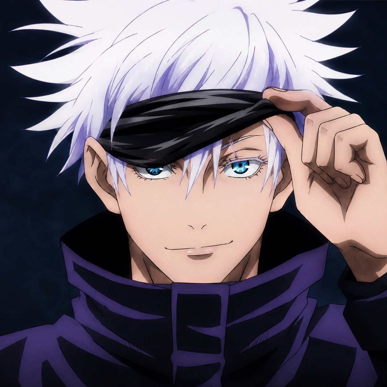 Anime Gojo PFP from a clean studio-style Jujutsu Kaisen frame