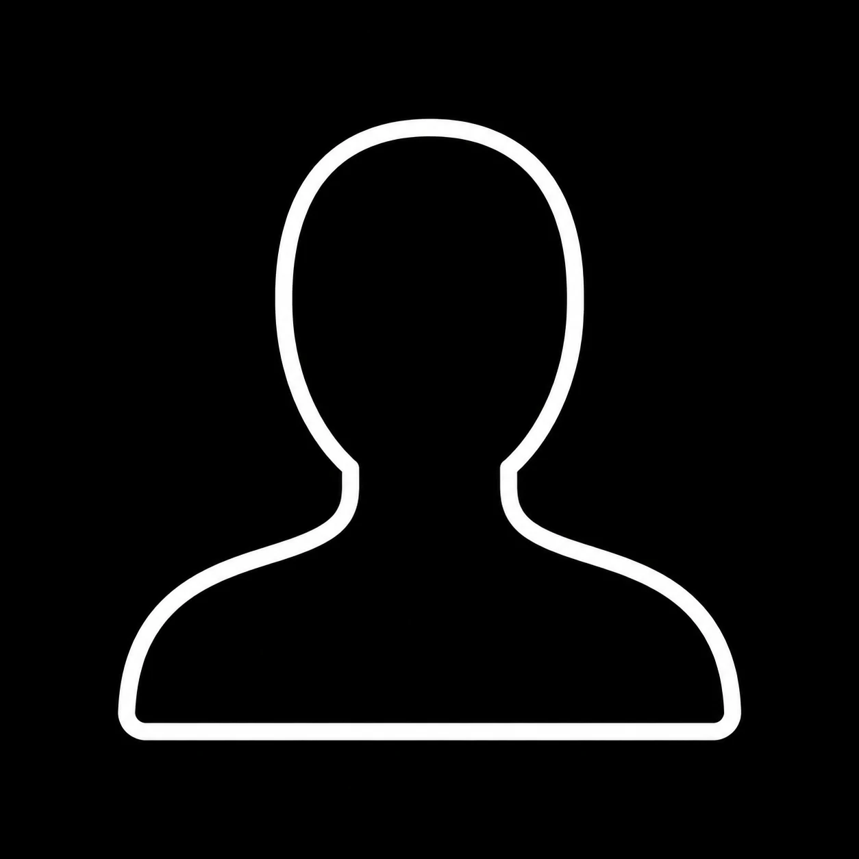 Black unknown pfp minimal icon with simple white silhouette outline