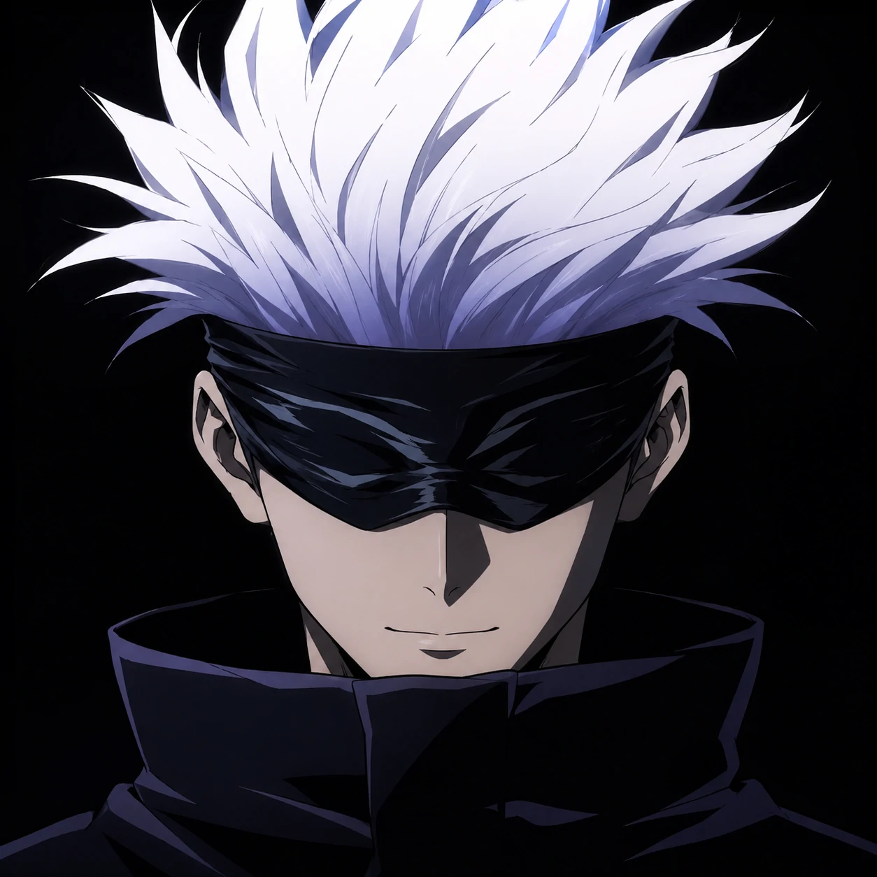 Blindfold Gojo PFP with minimal dark crop and sleek white hair detail