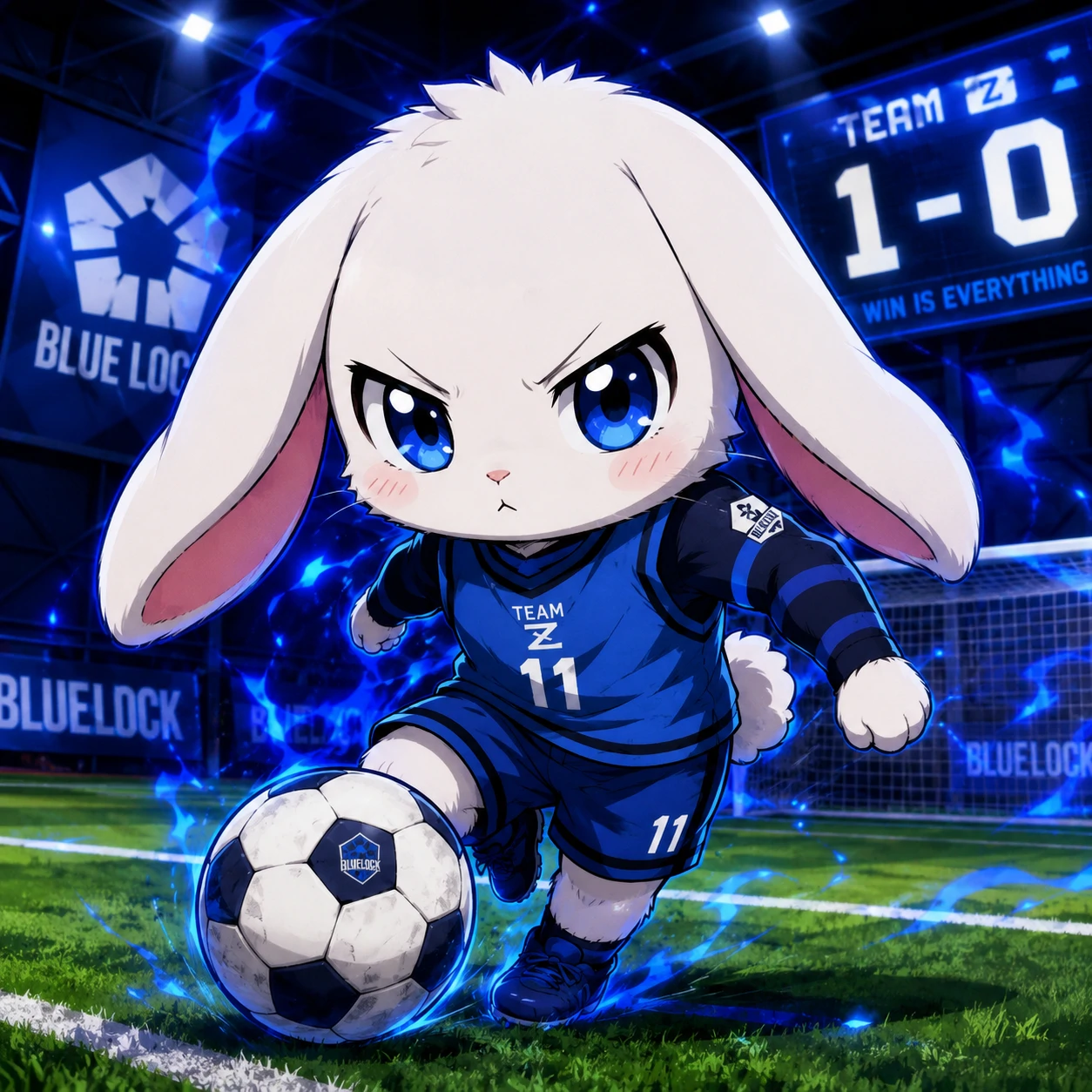 Chibi Blue Lock bunny pfp in a soccer jersey with floppy ears