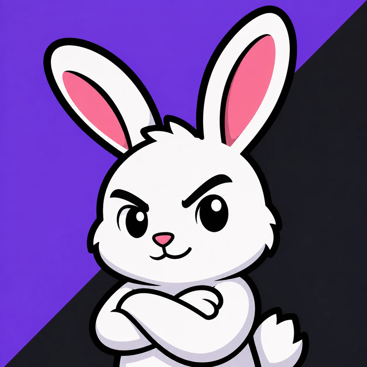 Bunny pfp for Discord with bold outlines and a simple two-tone background