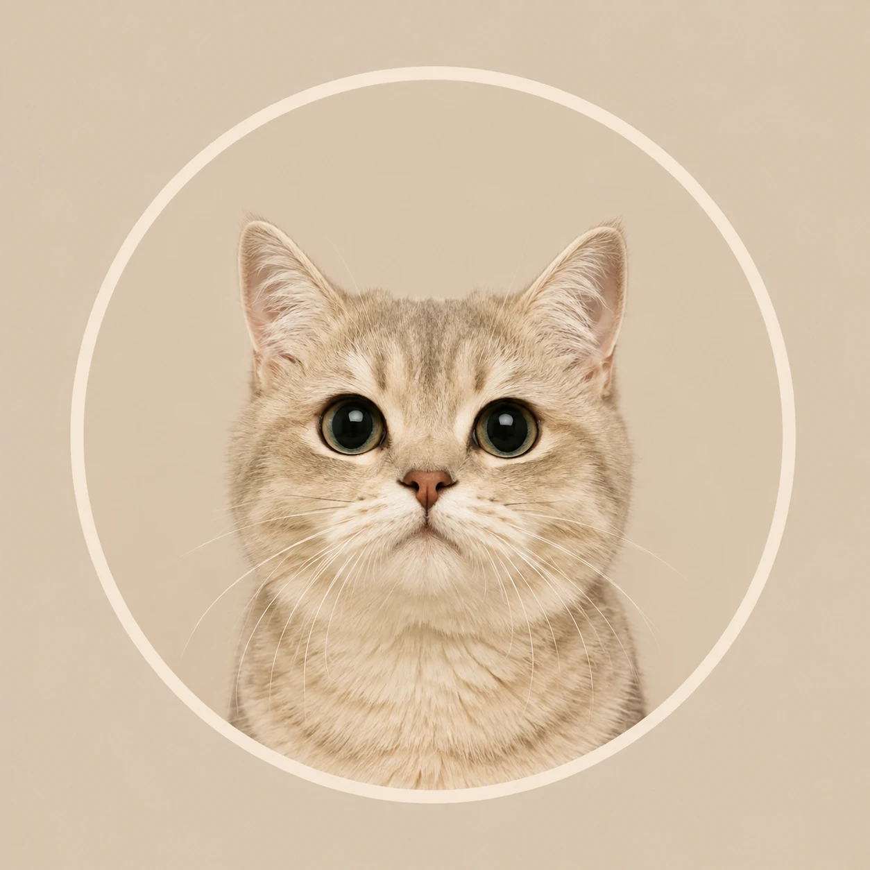 Minimal beige aesthetic cat profile picture for Instagram with neutral tones and clean framing