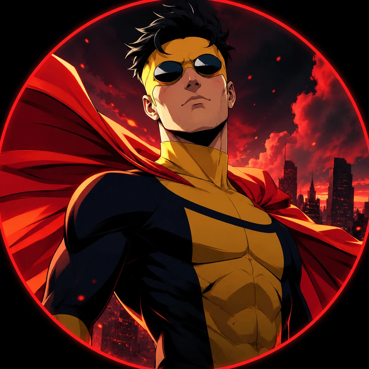 Cool Invincible profile picture of Mark Grayson with cape flare and dramatic pose