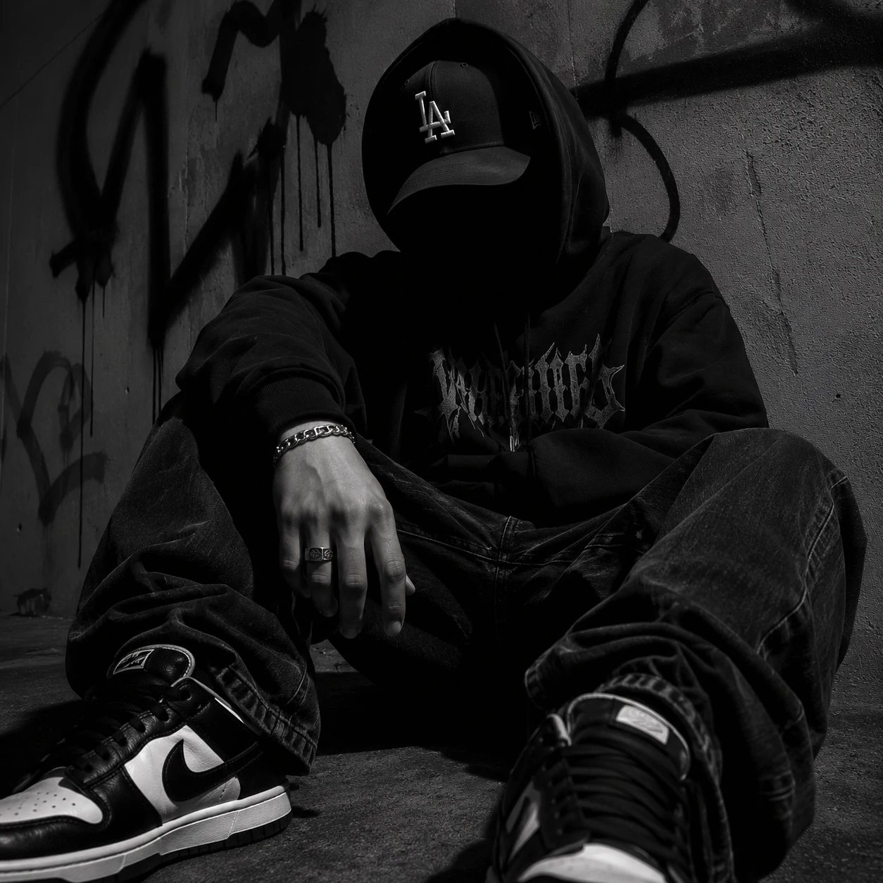 Cool unknown pfp with attitude pose, streetwear and shadowed face