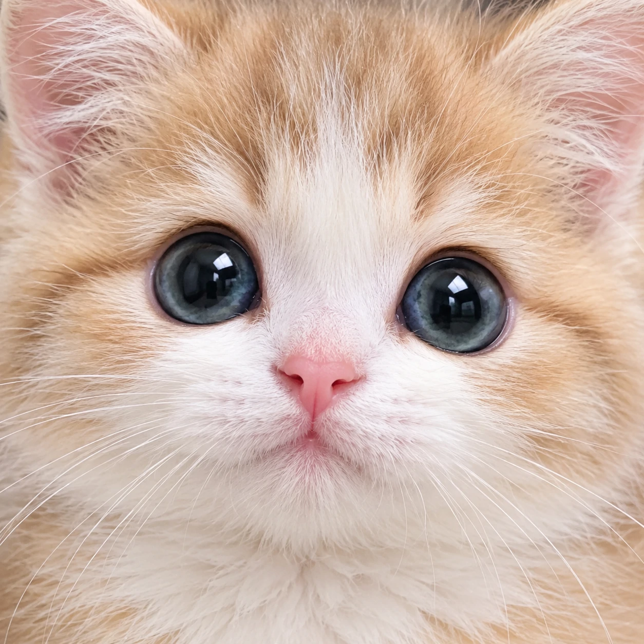 Baby cat face close-up profile picture with soft fur and a sweet innocent expression