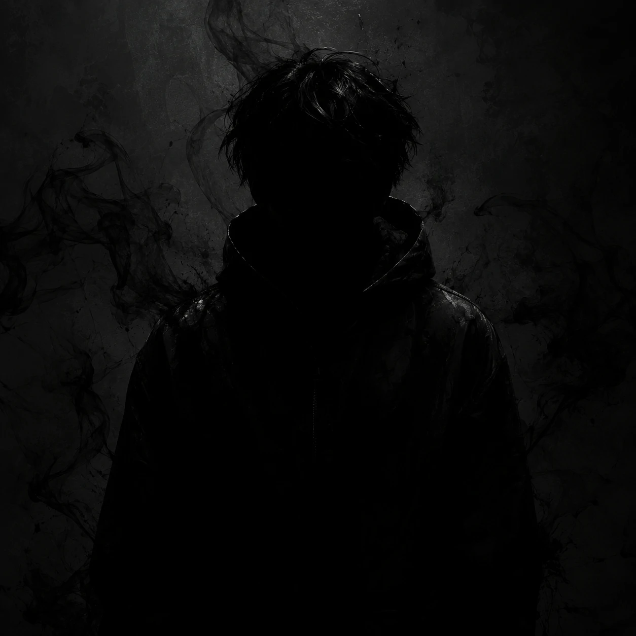 Dark unknown pfp with moody shadows and barely visible faceless figure